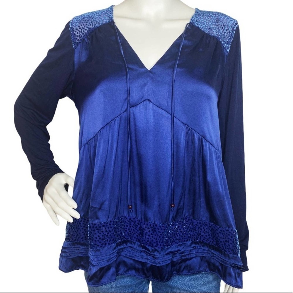 Hale Bob Taisha Silk Charmeuse Blouse Size Small - Picture 3 of 5